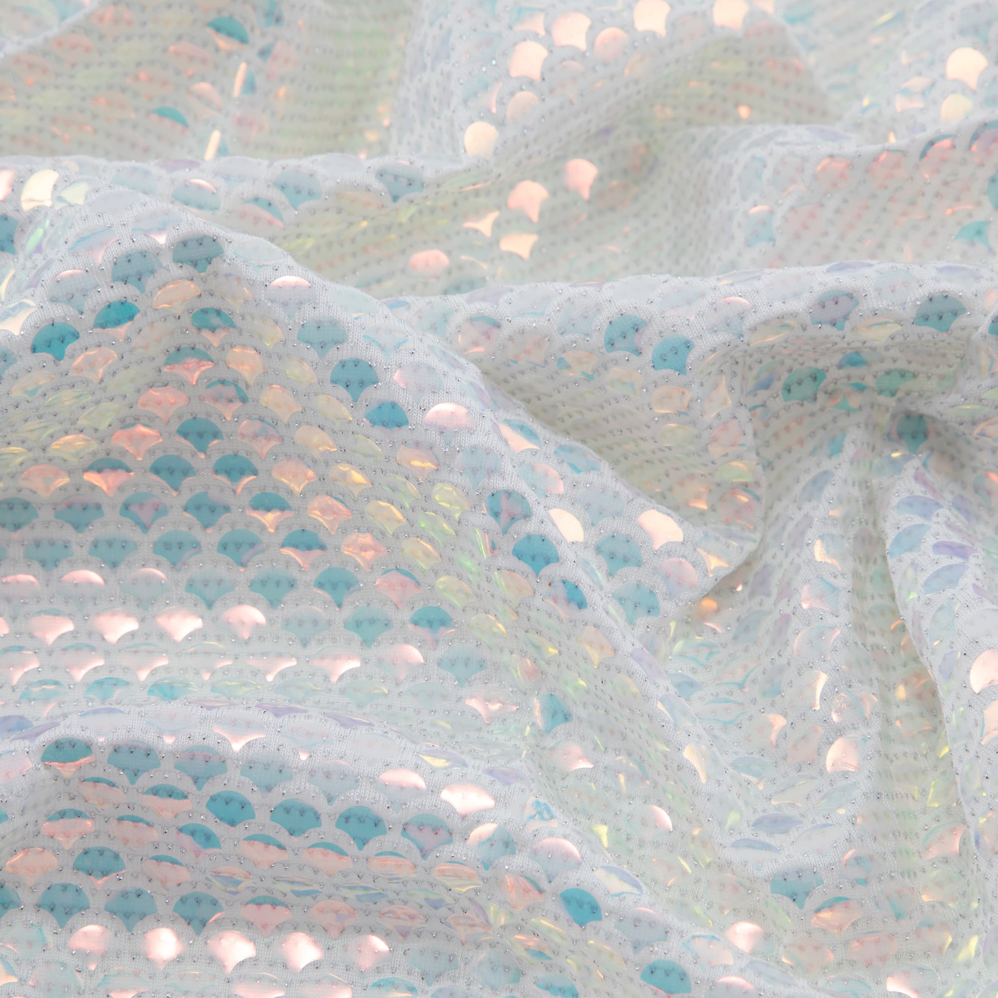 Cosplay by Yaya Han White Iridescent Scale Stretch Fabric